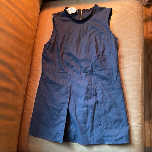 Marni Tops - Marni cotton smock top w pockets navy blue summer w black trim collar